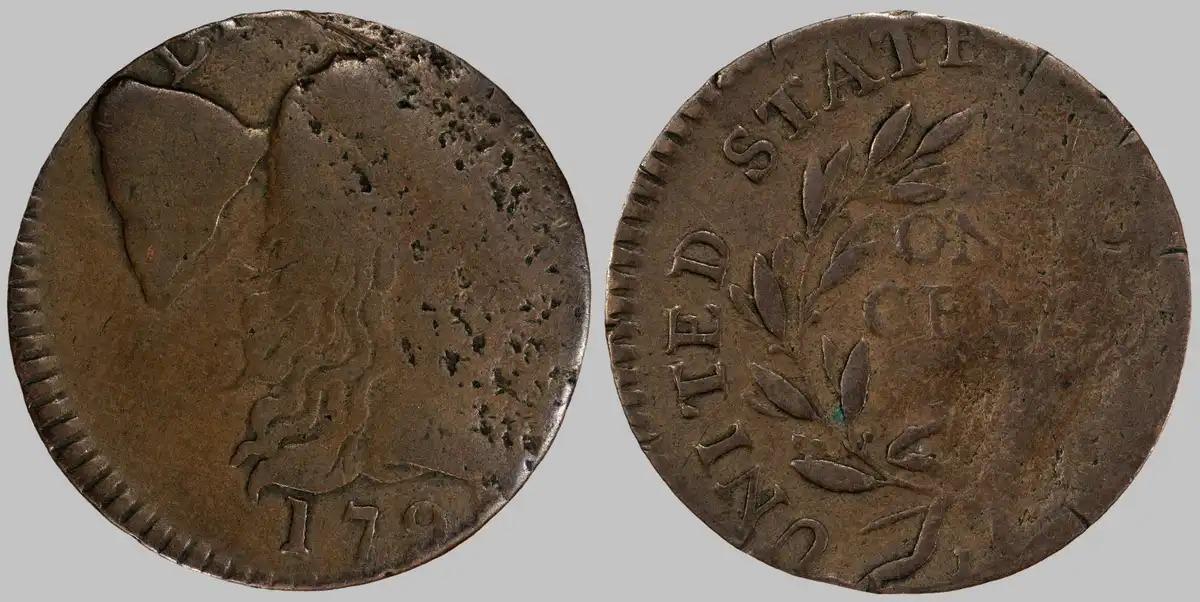 1795-Large-Cent,-Plain-Edge,-Struck-On-5.43-Gram-Half-Cent-Planchet,-PCGS-F12BN