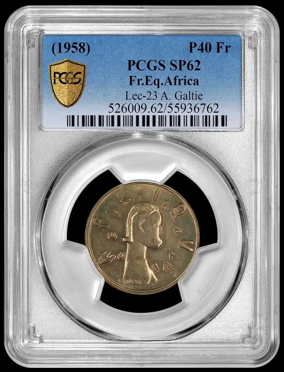 1958-40-Francs-Pattern-From-French-Equatorial-Africa,-PCGS-SP-62,-Lee-23,-A.-Galtie