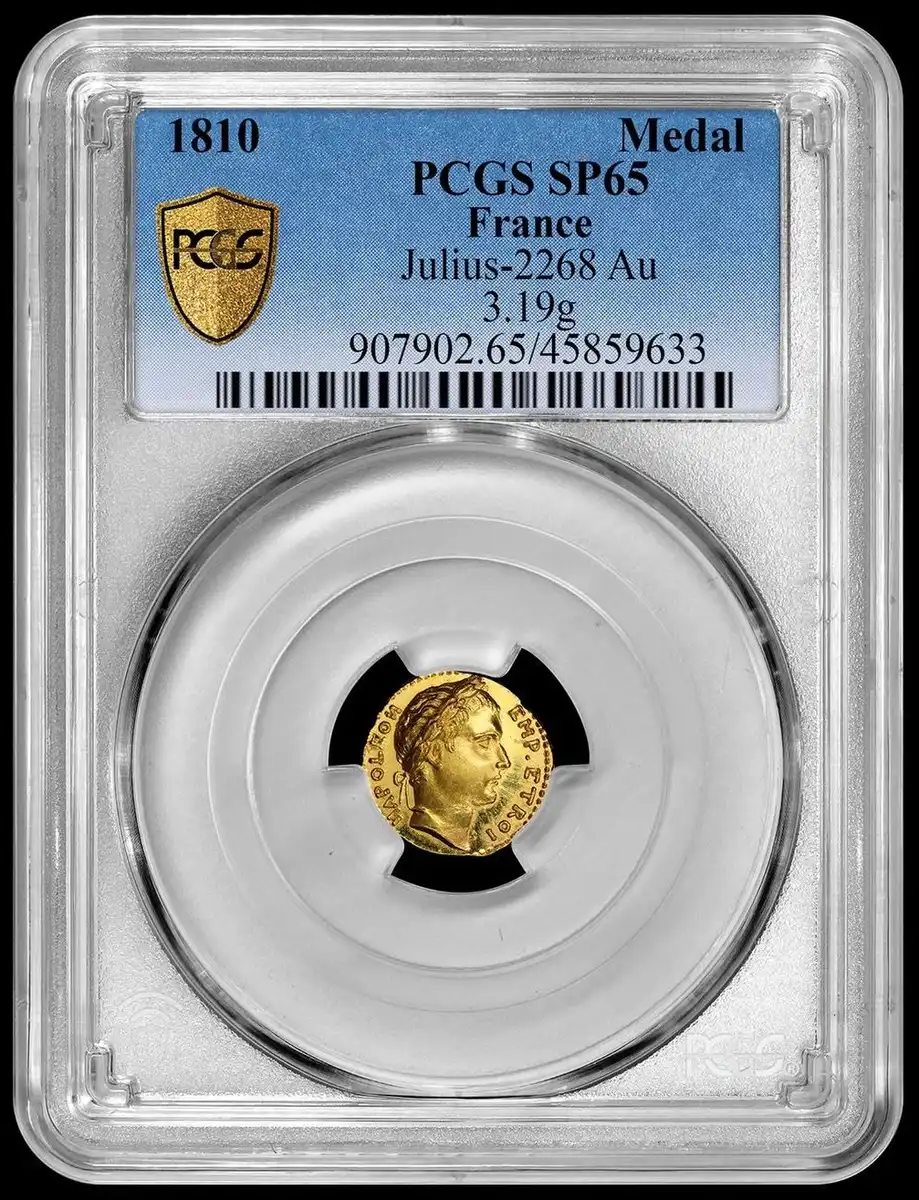 1810-French-Gold-Medal-Commemorates-Marie-Louise-&-Napoleon-Bonaparte's-Marriage,-PCGS-SP-65