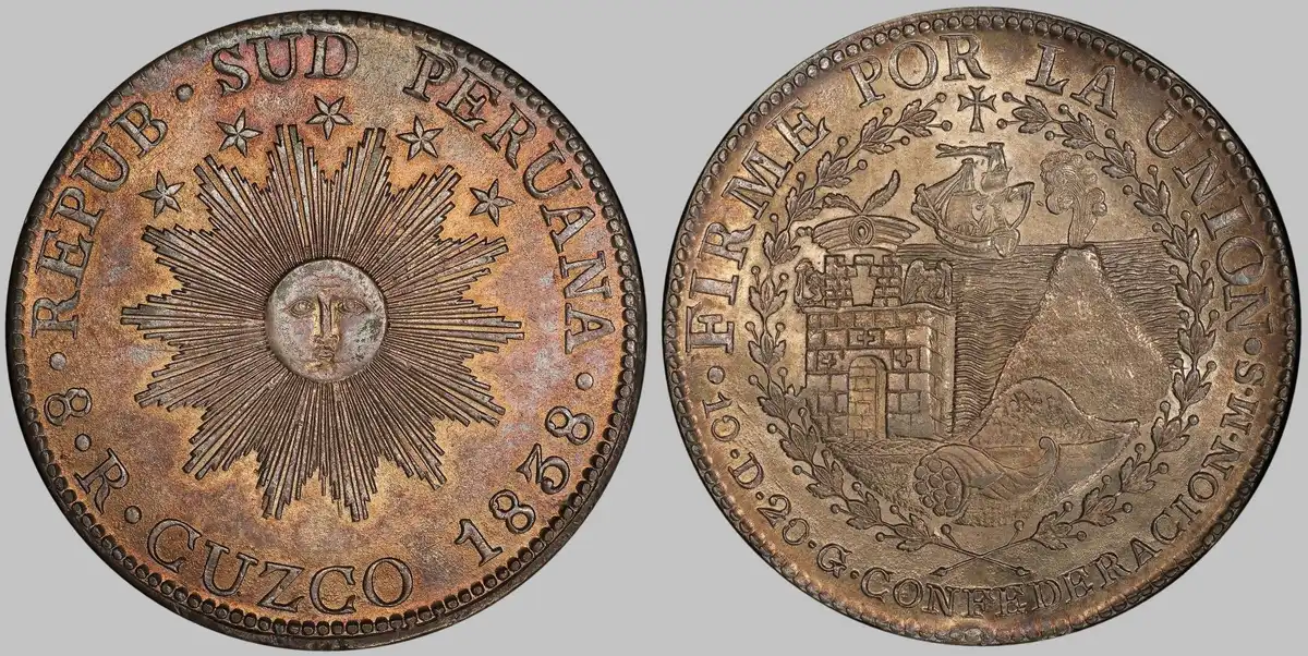 1838-C-8-Reales,-Peru,-Cuzco-Mint,-PCGS-MS-63