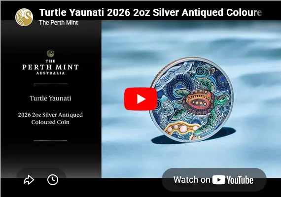 Perth-Mint-New-Release:-2026-2oz-Silver-Antiqued-Turtle-Yaunati-Coloured-Coin