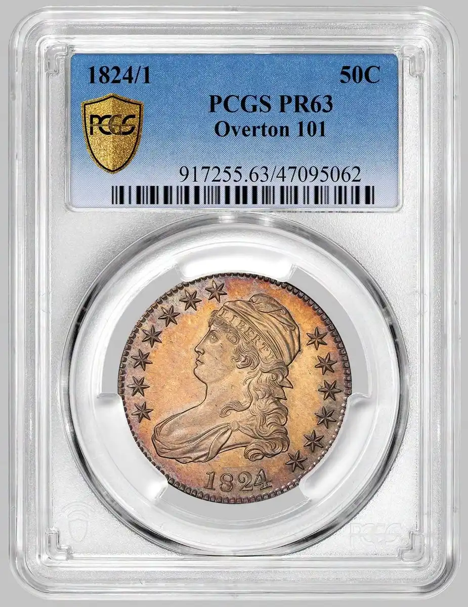 1824/1-Capped-Bust-Half-Dollar-Proof,-Overton-101,-PCGS-PR-63