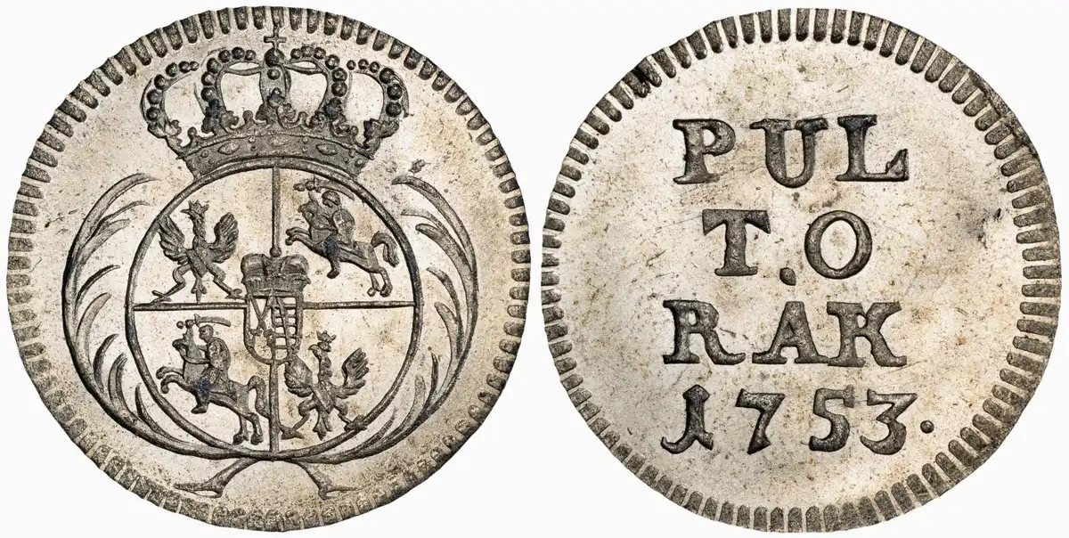 1753-Poland-Poltorak,-PCGS-MS-65,-Finest-Known
