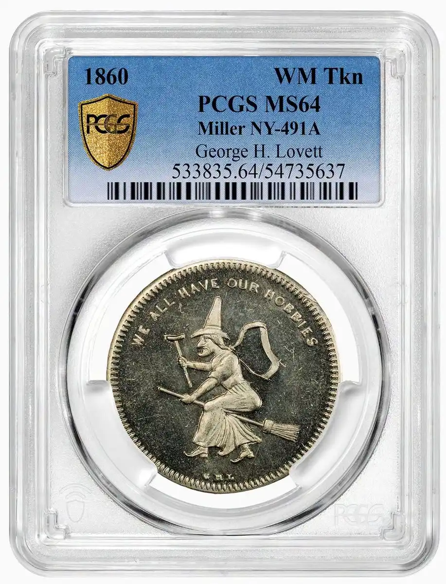 1860-Wm-Token-Miller-Ny-491A,-George-H.-Lovett,--PCGS-MS-64