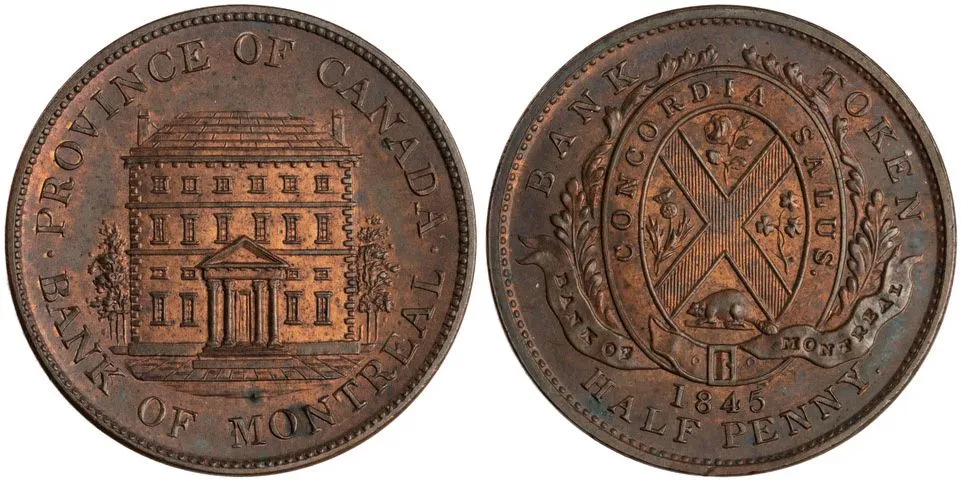 The-Pinnacle-Of-Canada's-Monetary-Evolution:-1845-Bank-Of-Montreal-Half-Penny