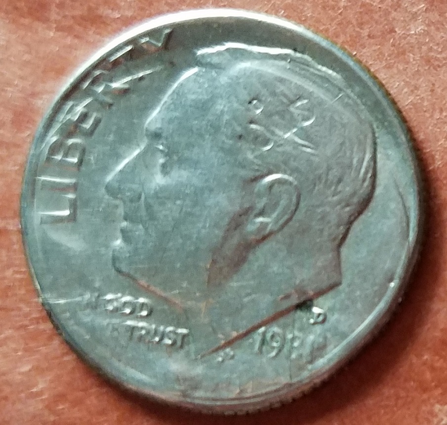 1981-D-Roosevelt-Dime-With-1972-D-Punch-On-Head