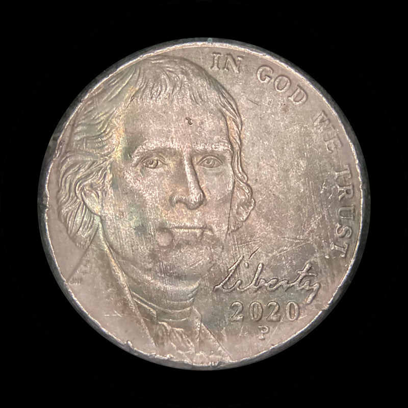 2020-P-Jefferson-Nickel-WDDR,-Damaged.