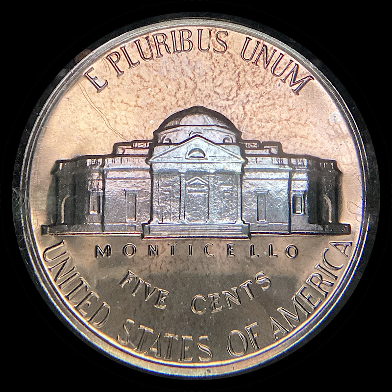 Toned-Jefferson-Proof-Nickels-1964,-3x-1962.
