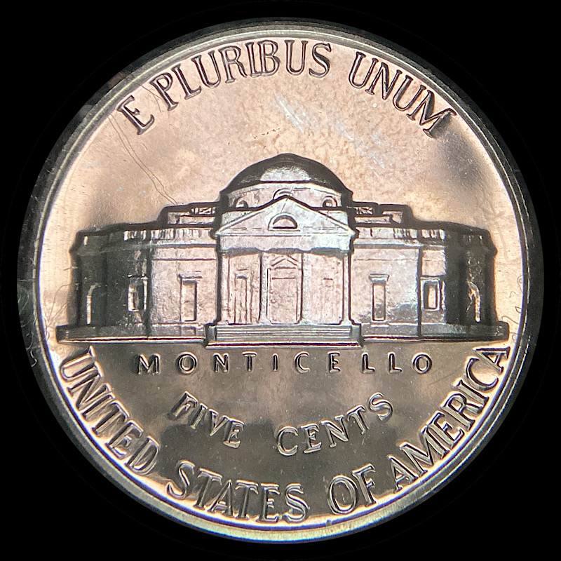 Toned-Jefferson-Proof-Nickels-1964,-3x-1962.