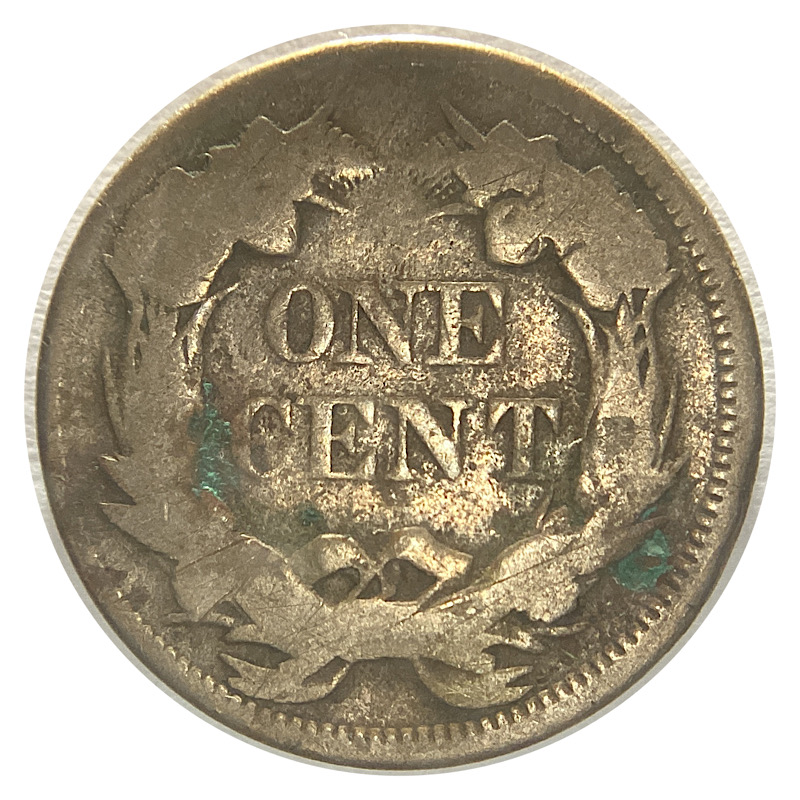 Another-Worn-1857-Flying-Eagle-Cent,-Snow-9-Obverse-Clash-With-Half-Dollar,-FS-402.