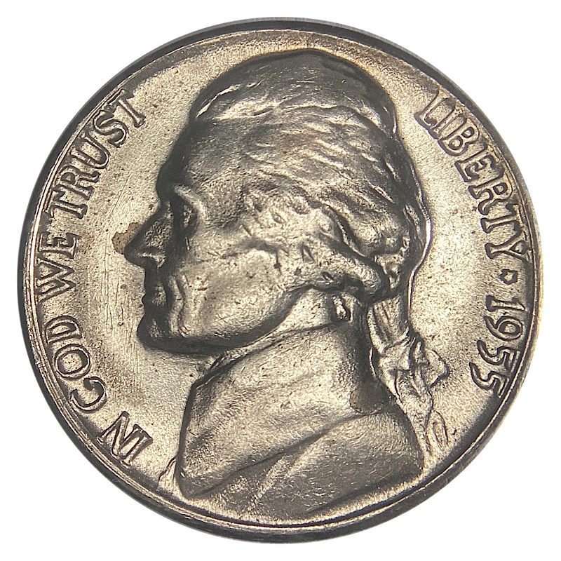 1955-D/S-Jefferson-Nickel,-OMM-002-Overmintmark.