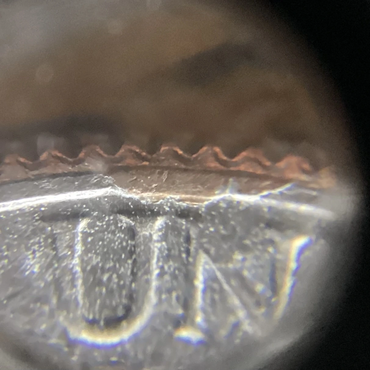1976-D-Quarter-With-Folded-Over-Copper,-Weird-Die-Crack.