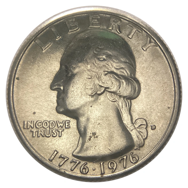 1976-D-Quarter-With-Folded-Over-Copper,-Weird-Die-Crack.