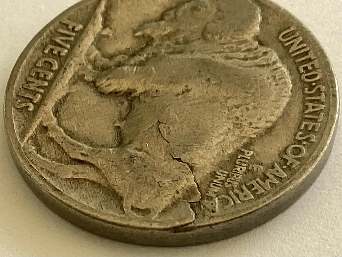 Circulated-1935-Buffalo-Nickel-With-Sizable-Lamination.