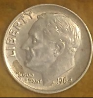 1964-Roosevelt-Dime,-Issue-With-Discoloring-On-Obverse