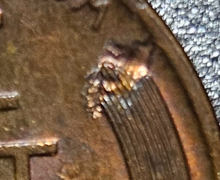 1957-D-Wheat-Penny-With-Weird-Marking-On-Reverse