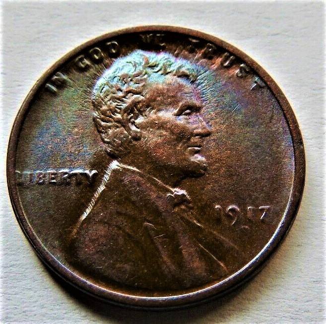 1917-D-Lincoln-Wheat-Cent.--Strange-Mint-Action-On-Obverse?