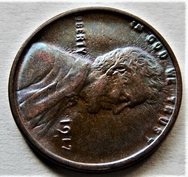 1917-D-Lincoln-Wheat-Cent.--Strange-Mint-Action-On-Obverse?