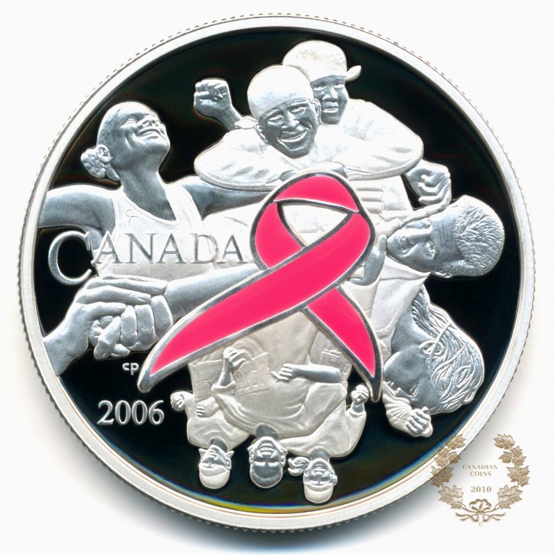 Commems-Collection-Canadian:-2006-Breast-Cancer-Awareness-Silver-$5---Coin-3-Of-12