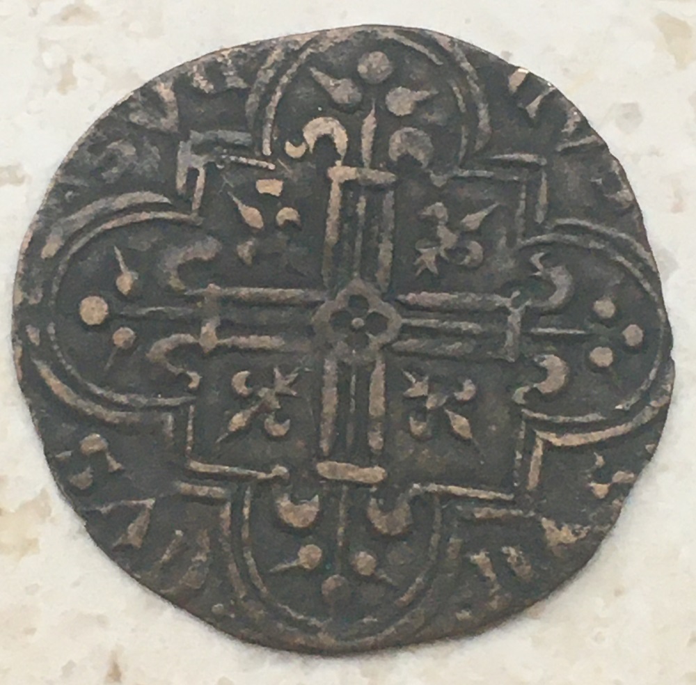 Old-Possibly-Medieval-Coin-Or-Token-With-Goat-Id:-15th-16th-Century-French-Jeton-AU-Mouton