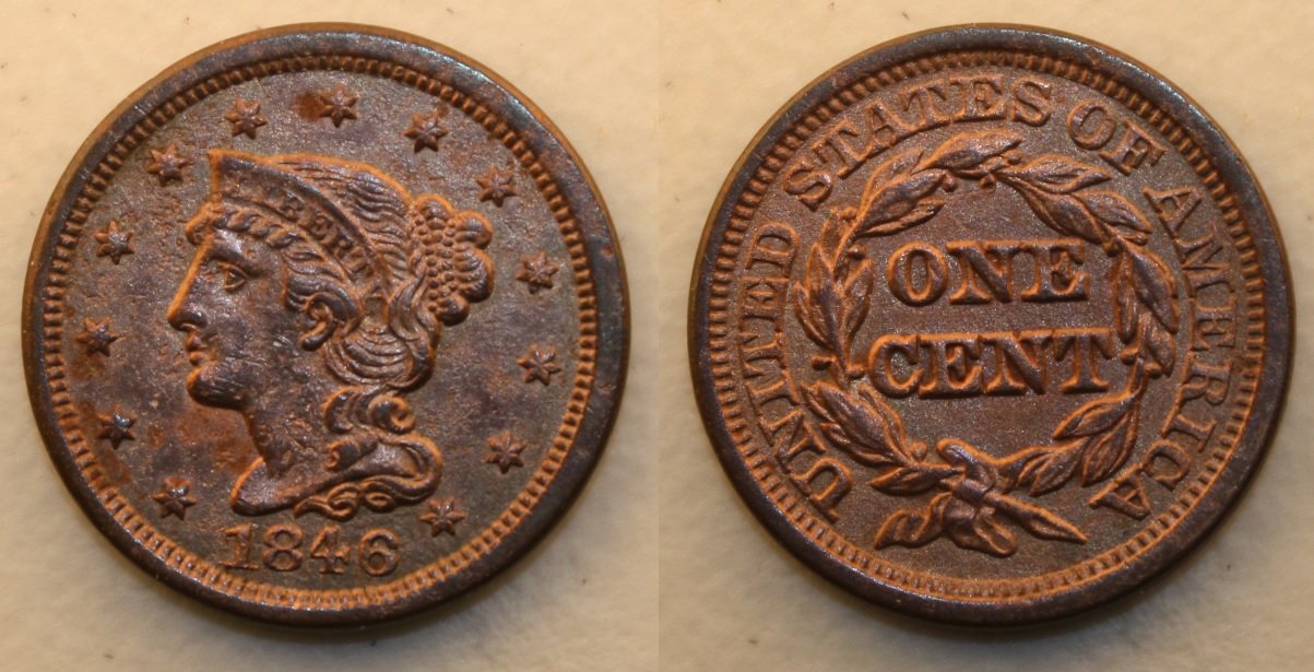 Painted/Colored-1846-Large-Cent