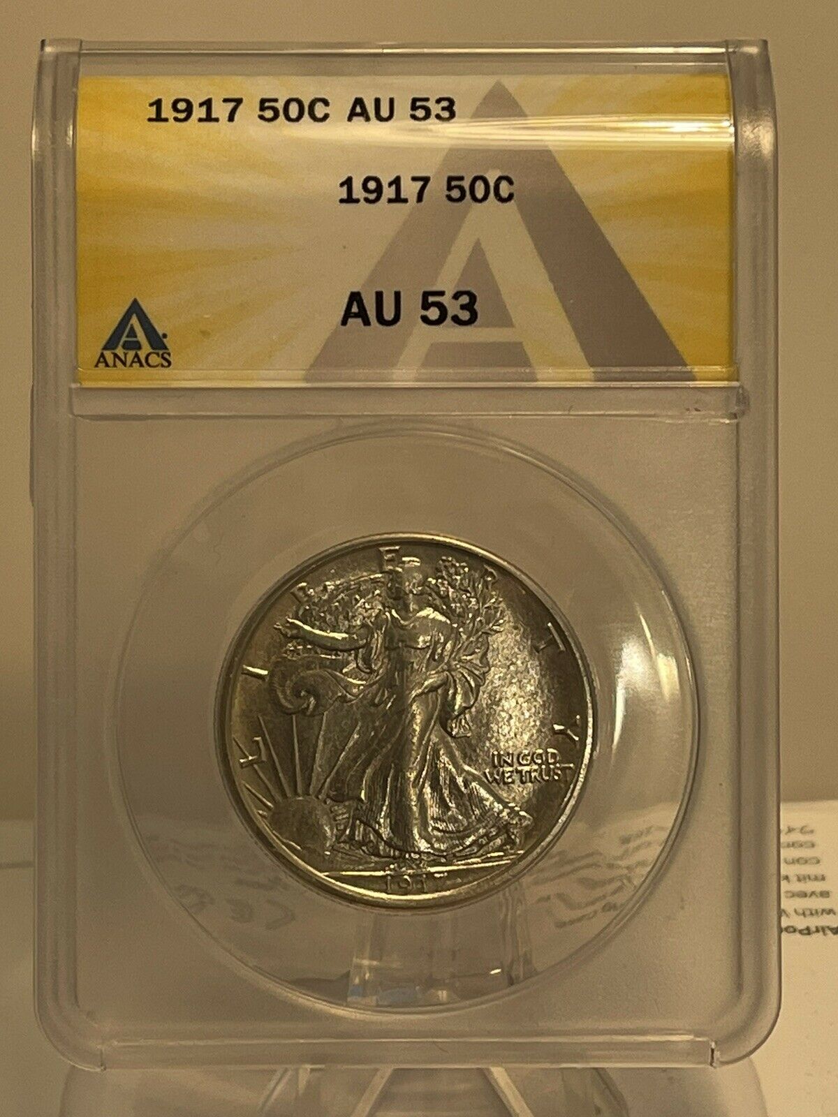 1917-Walking-Liberty-Half,-Slabbed