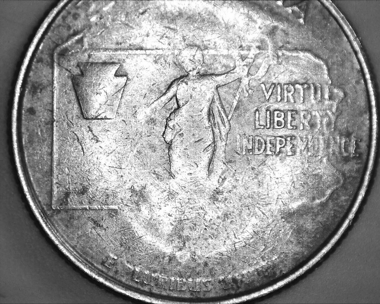 1999-D-Pennsylvania-State-Qtr;-Strike-Thru?-/-Damaged?-/-Die-Adjust?