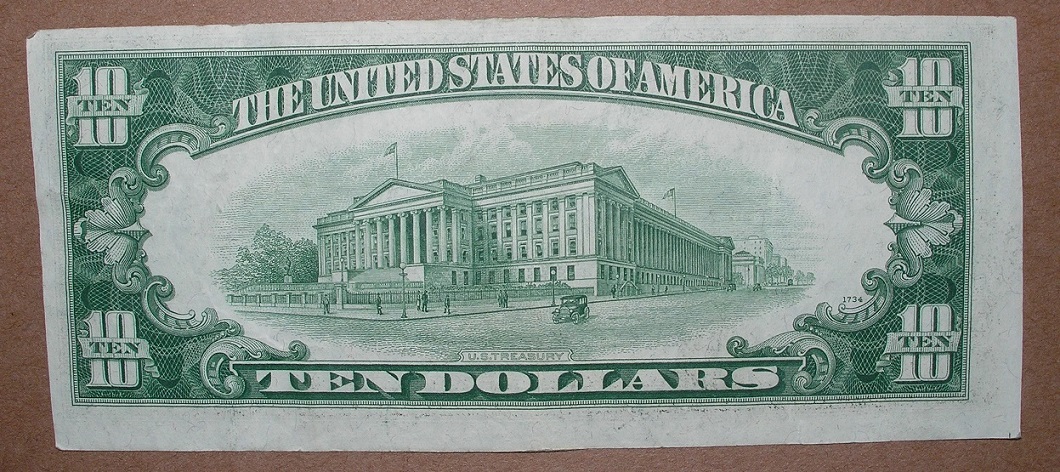$10-Note,-Series-1950-Upside-Down-Flag