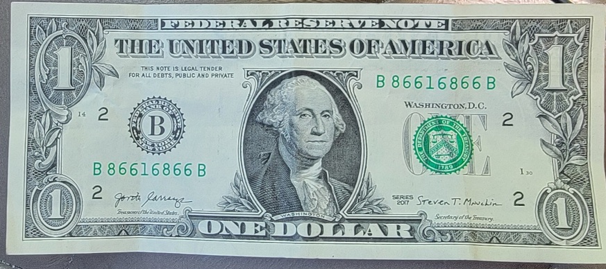 2017-$1Bill-Neat-Serial-#
