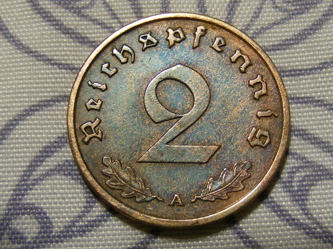 1939A--2-Reichspfennig-Unique-Color