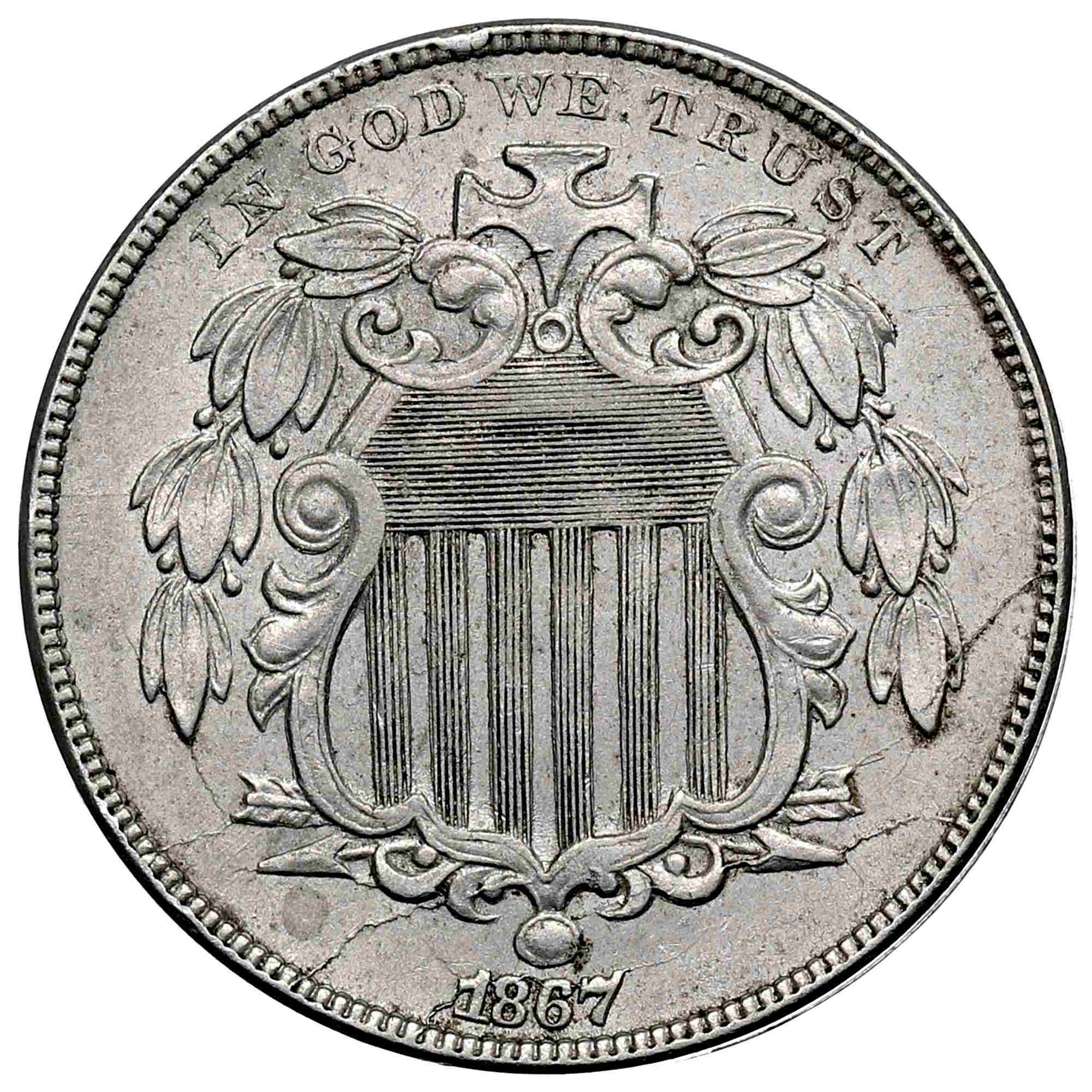 Maybe-Counterfeit-1866-And-1867-Shield-Nickels