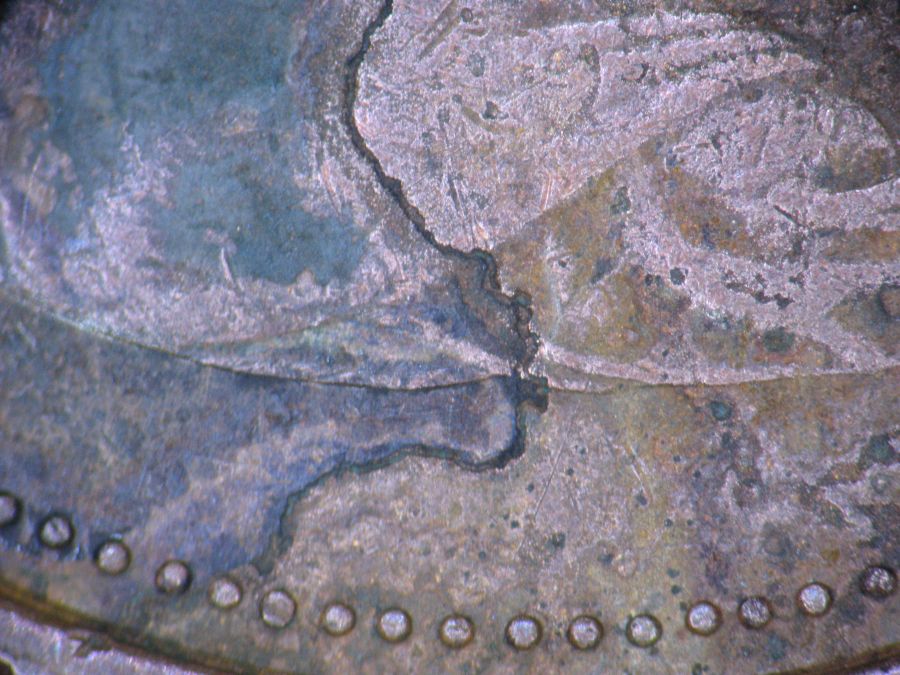 1981-Canadian-1-Cent-Struck-Through-A-Very-Long-Thread