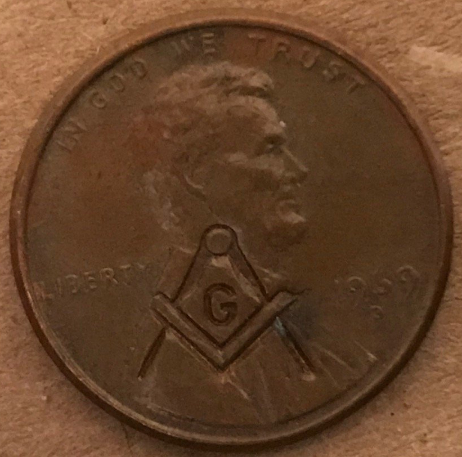 Masonic-Tokens,-Coins-And-Counter-Stamped-Pennies