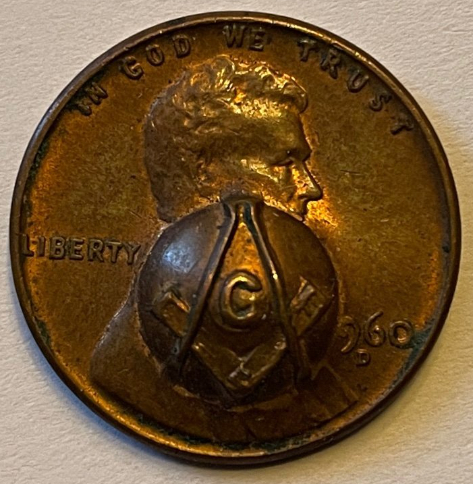 Masonic-Tokens,-Coins-And-Counter-Stamped-Pennies