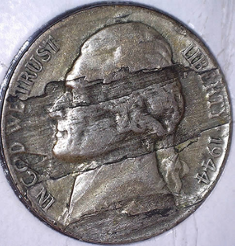 1944-P-Nickel-With-A-Large-Lamination-And-A-Great-Story!