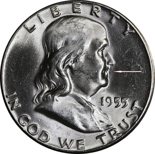 1960-D-Franklin-Half.-Just-Found-Another-Misshapen-9-!-Die-Chip?