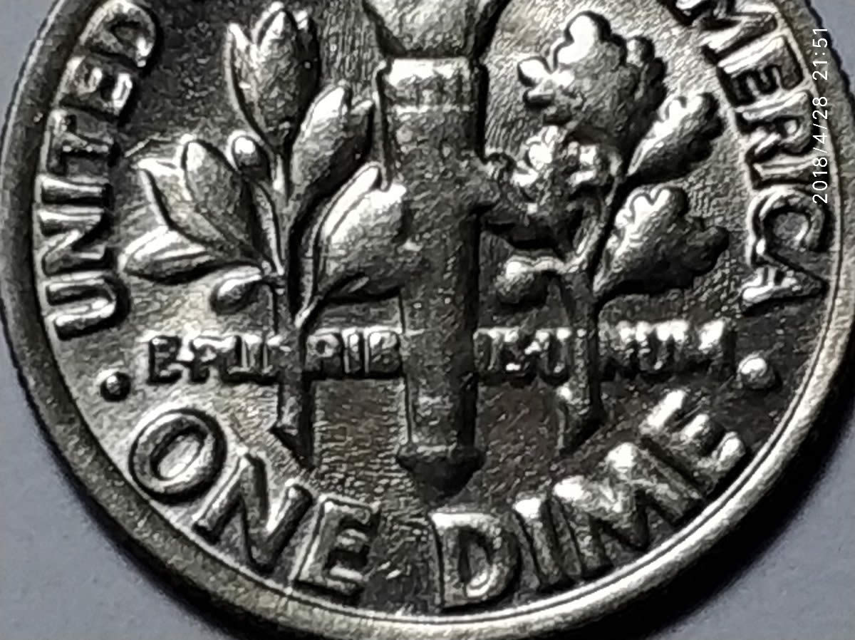 1983-P--Roosevelt-Prominent-Thick-Stout-Letter-&--Symbolic-Picture-Dime