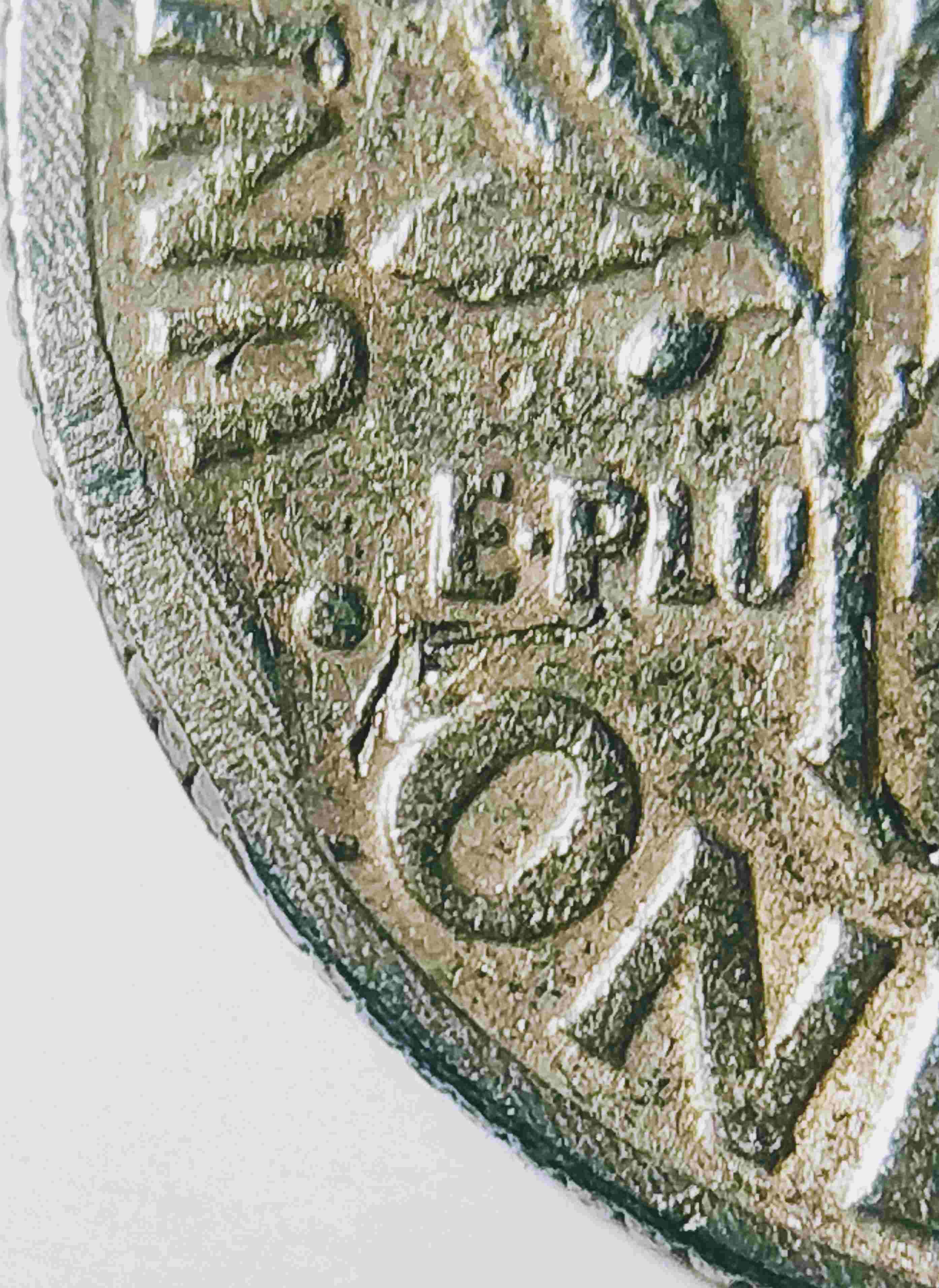 2013-P-Roosevelt-Dime-With-Checkered-Pattern-Lower-Flattened-Rim