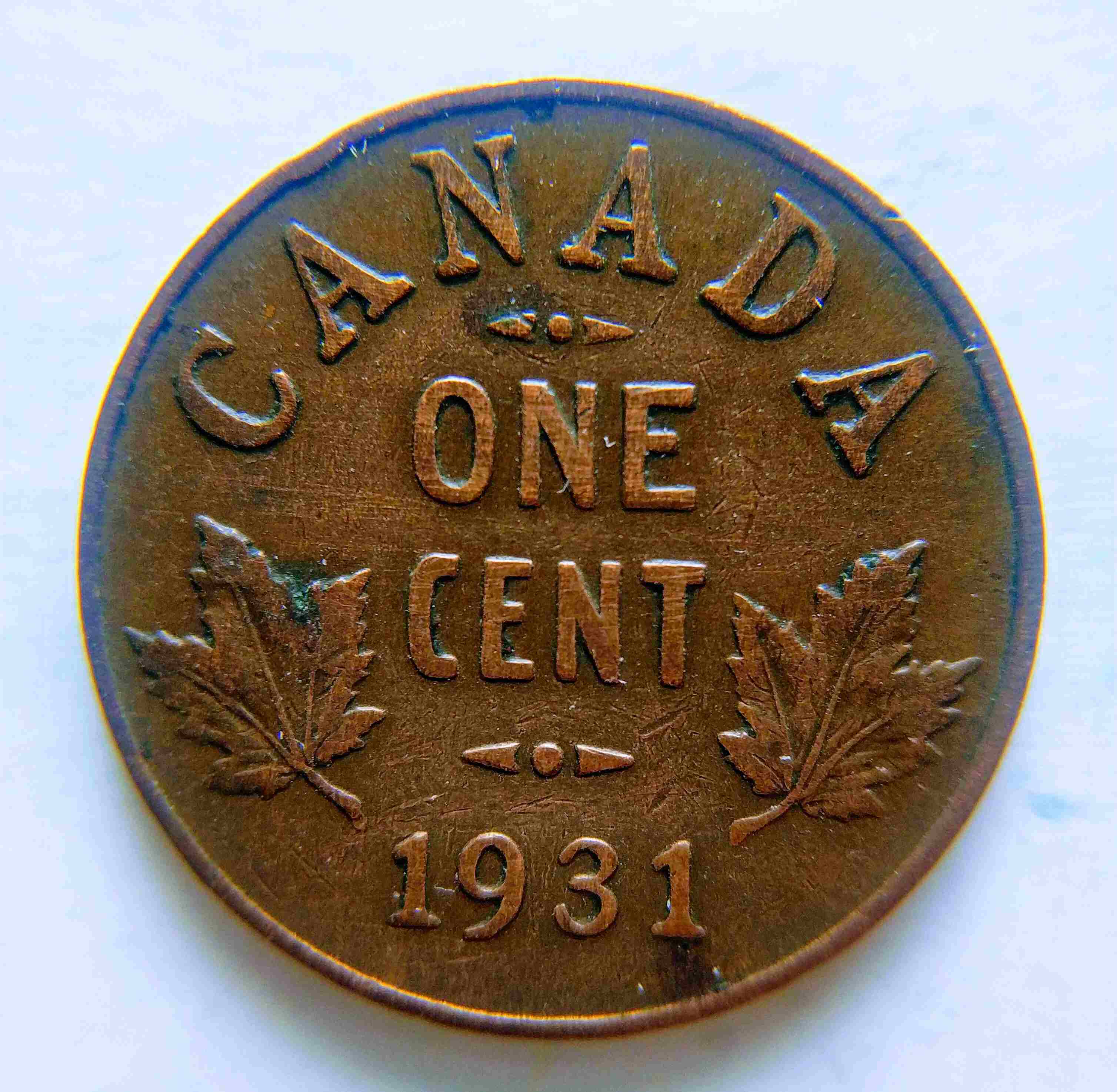 1931-King-George-V--Canada-Cent-Observe-Rim-Die-Chip-Error