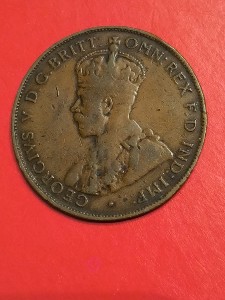 1934-King-George-V--One-Penny-Deterioration,-Environment-Damage-Or-Mint-Error