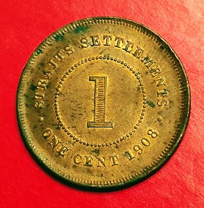 1908-Straits-Settlements-1-Cent-Die-Crack-Mint-Error