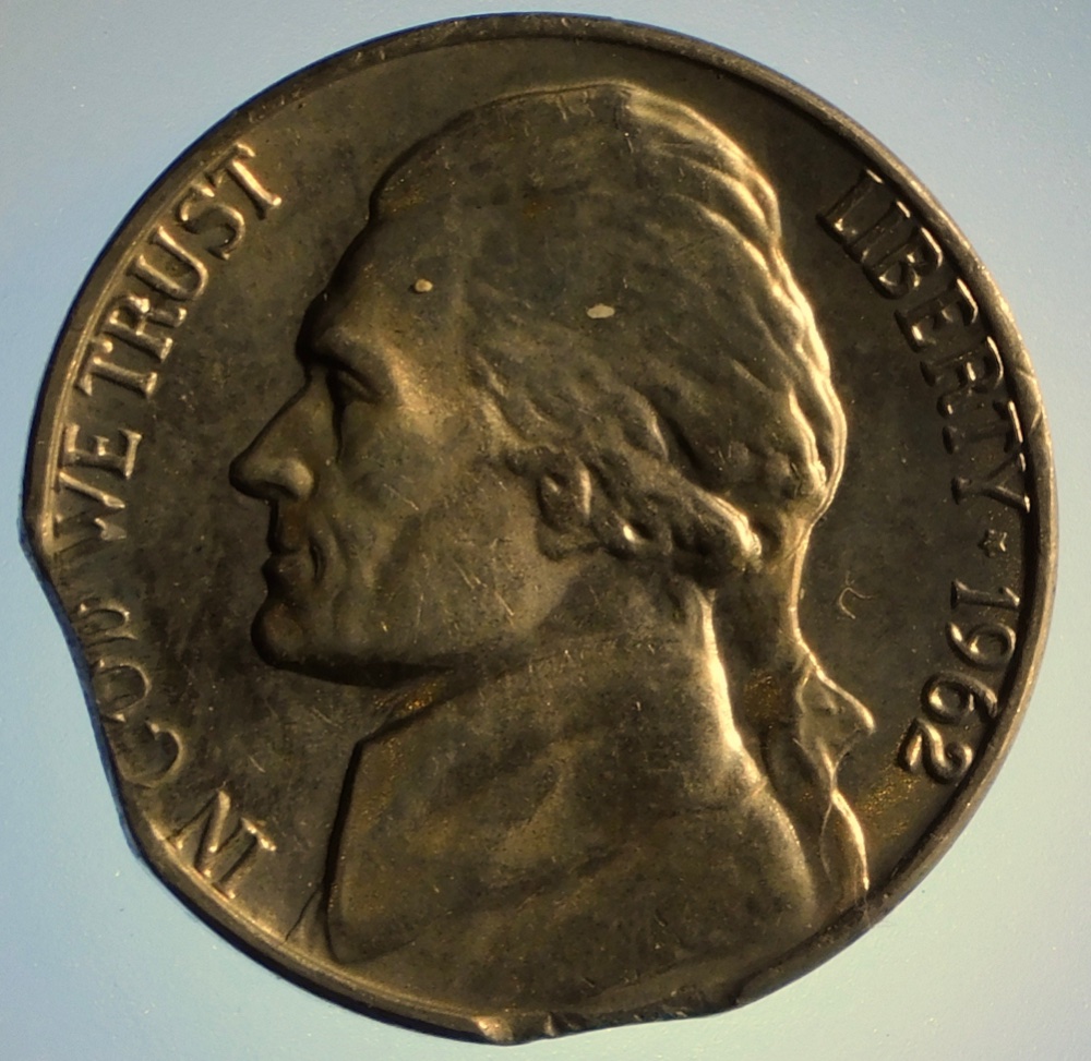 1962-Jefferson-Nickel,-Clipped-Planchette-Or-PMD?