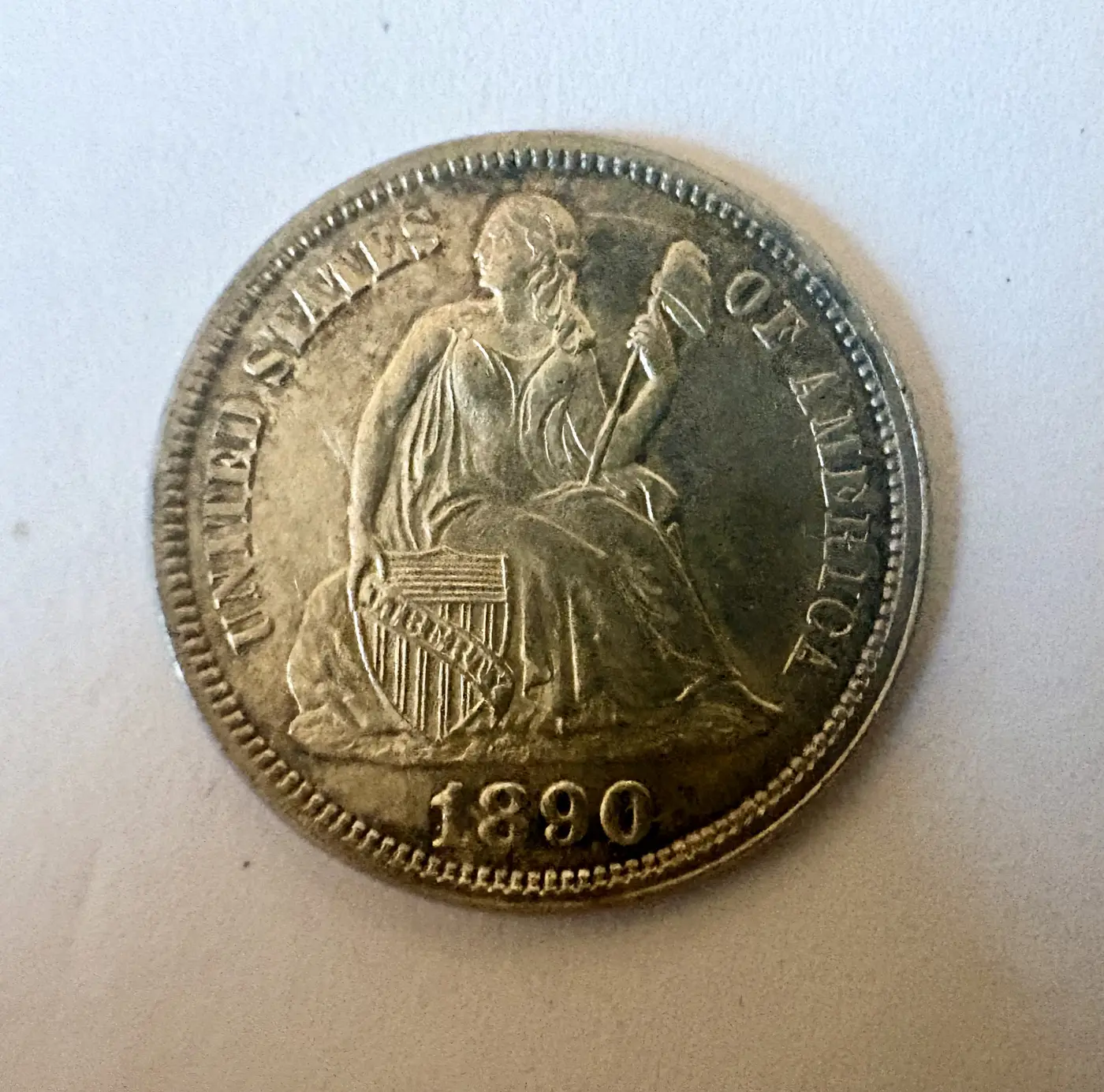 Beautiful-AU-1890-Seated-Liberty-Dime-Love-Token
