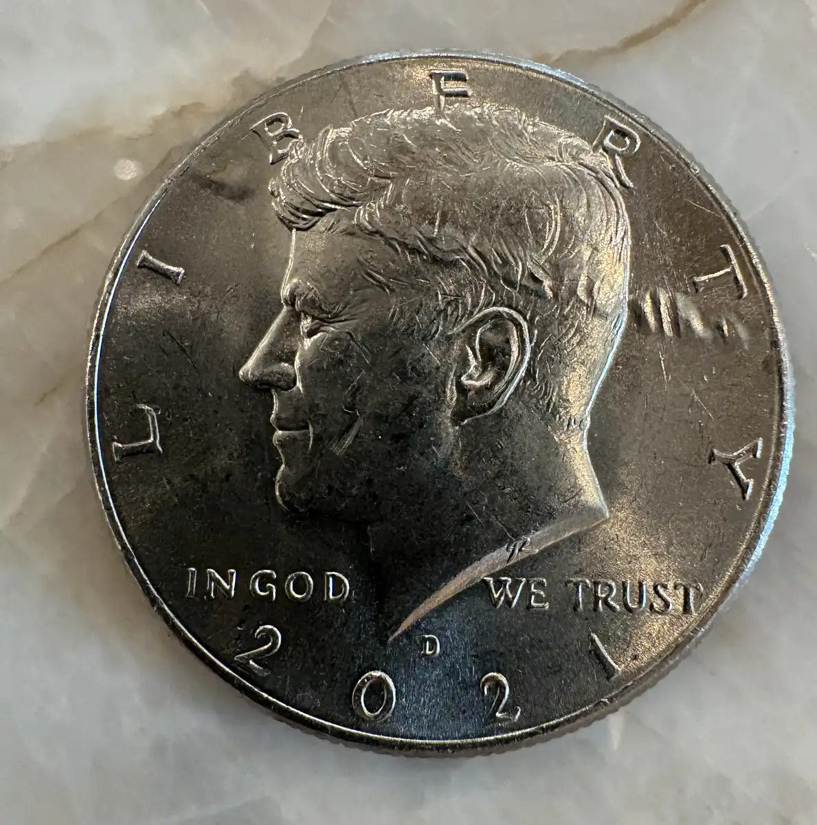 2021-Kennedy-Half-Dollar-Obverse-Lamination/Bubble-Error