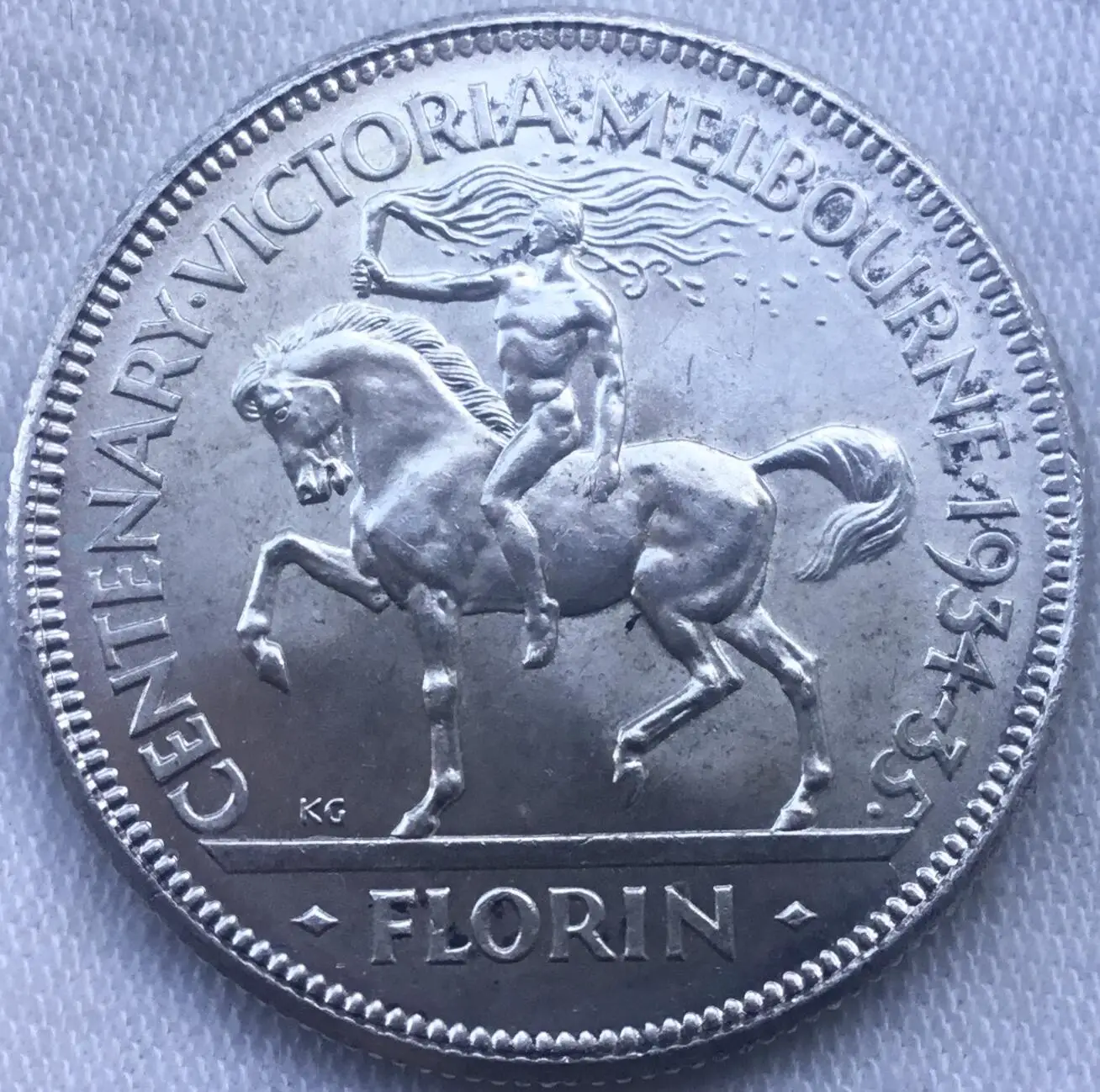Australia-1934-35-Melbourne-Centenary-Florin-Grade/-Value