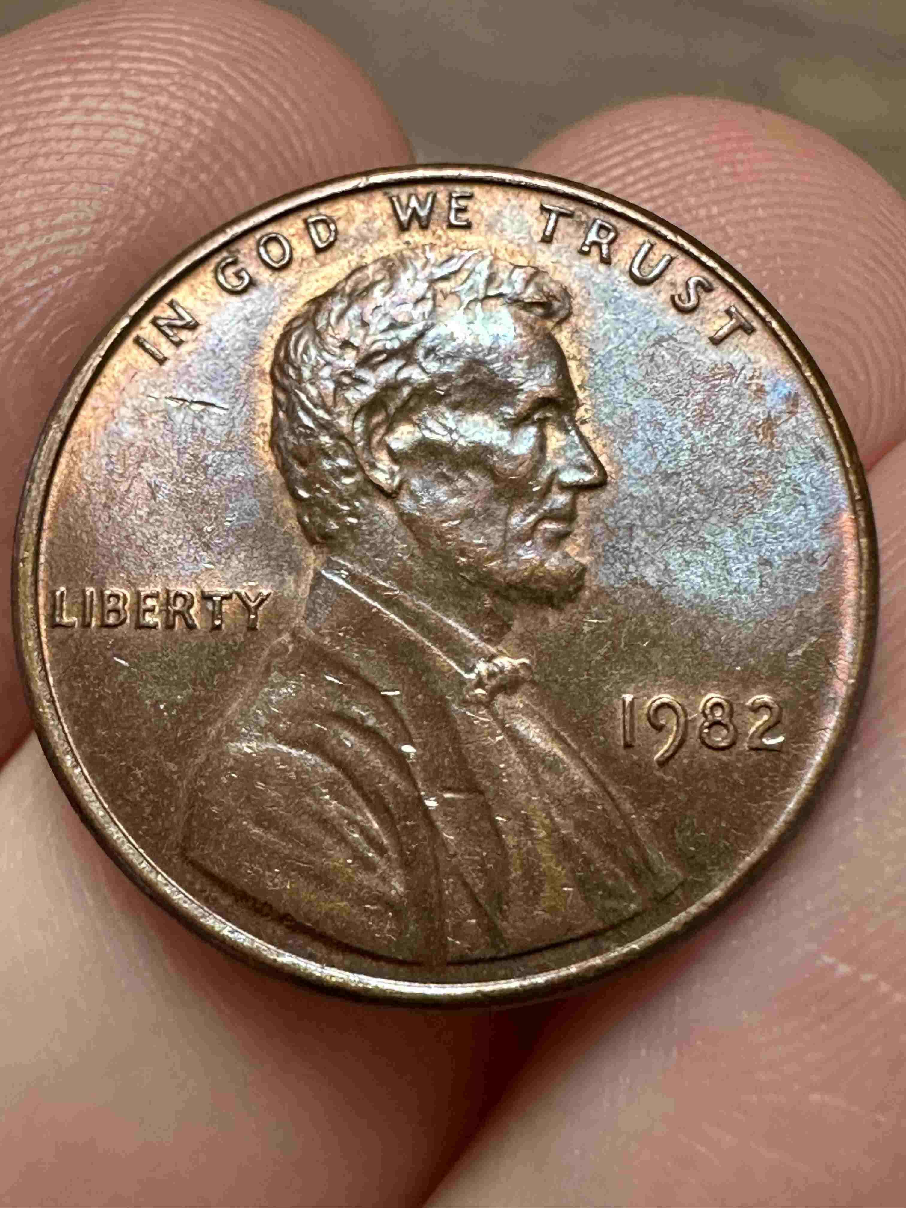 1982-P-Sm-Date-Lincoln-Penny-~-Bronze-3.1g