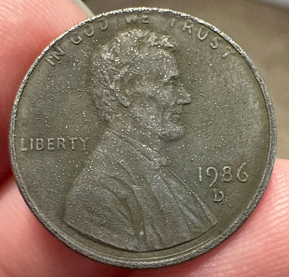 1986-D-Lincoln-Penny---Plating-Er?-PMD?-Both?