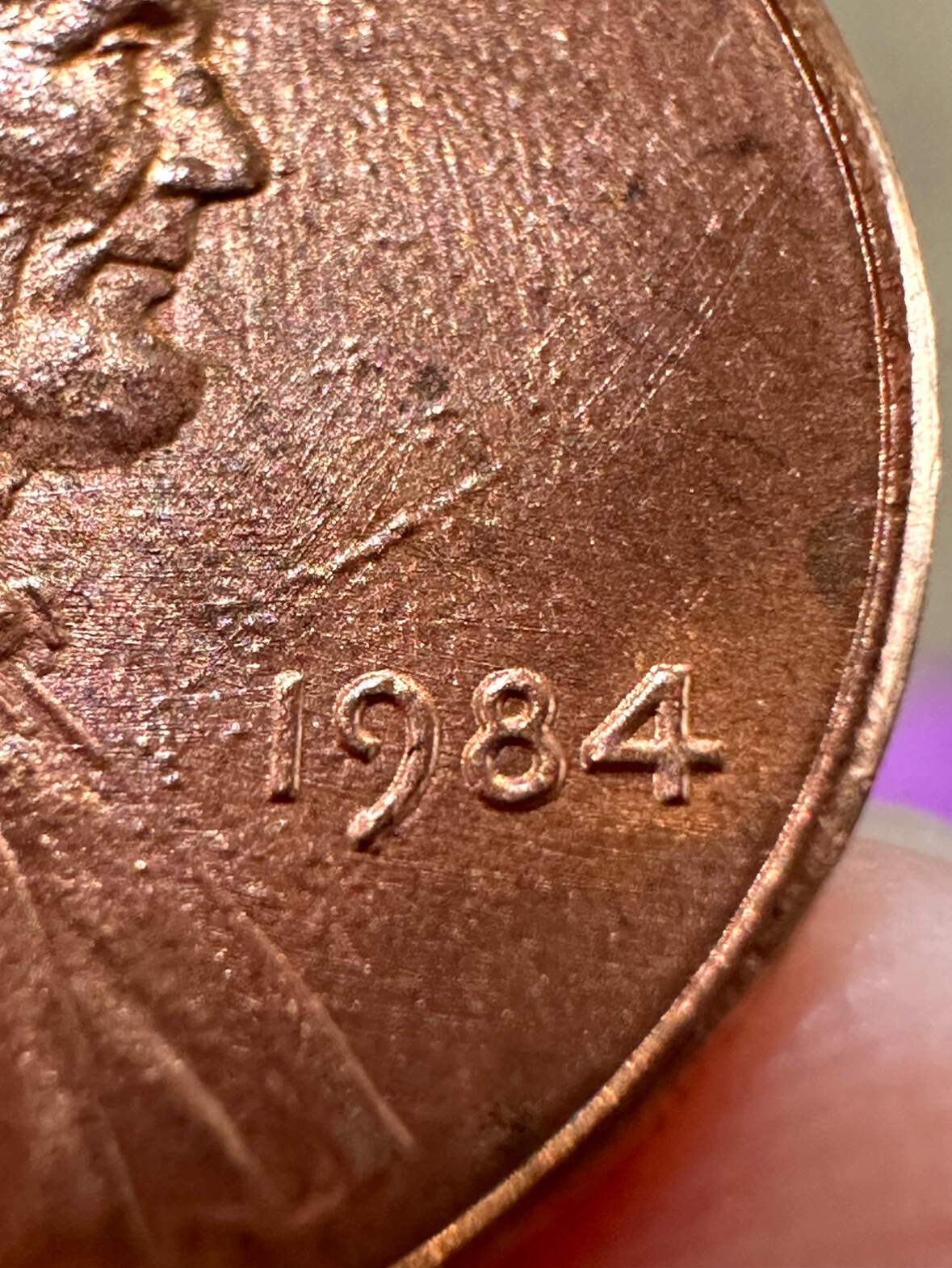 1984-P-Lincoln-Penny---OBV-Linear-Plating-Bubble,-Die-Scratches-Both-Sides,-Odd-REV-