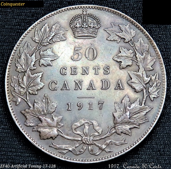 1917-Canada-50-Cents-Ef40.-Candidate-For-Artificial-Toning?
