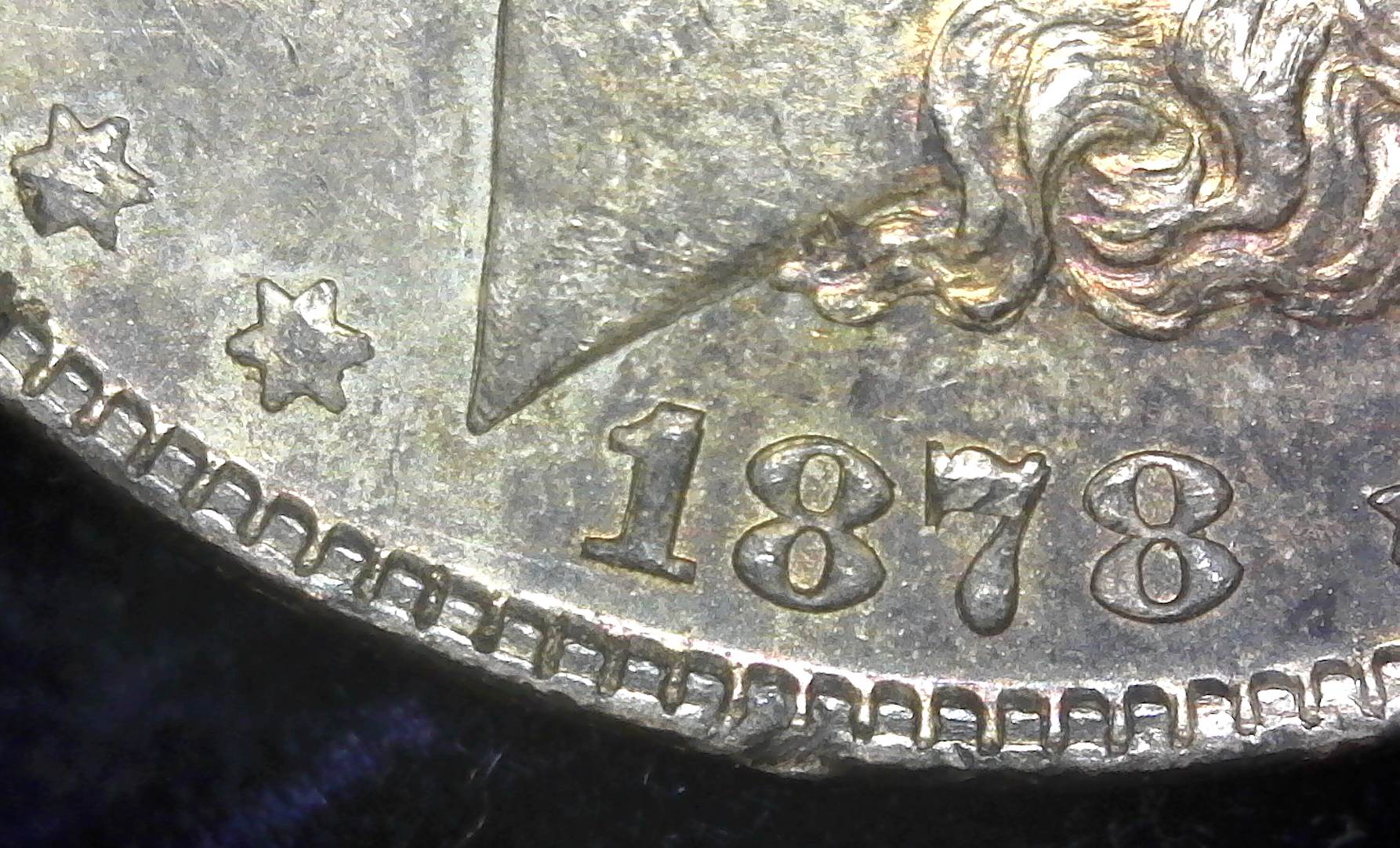 1878-Morgan-Dollar-Doubled-Entire-Obverse,-7/4-Tf?